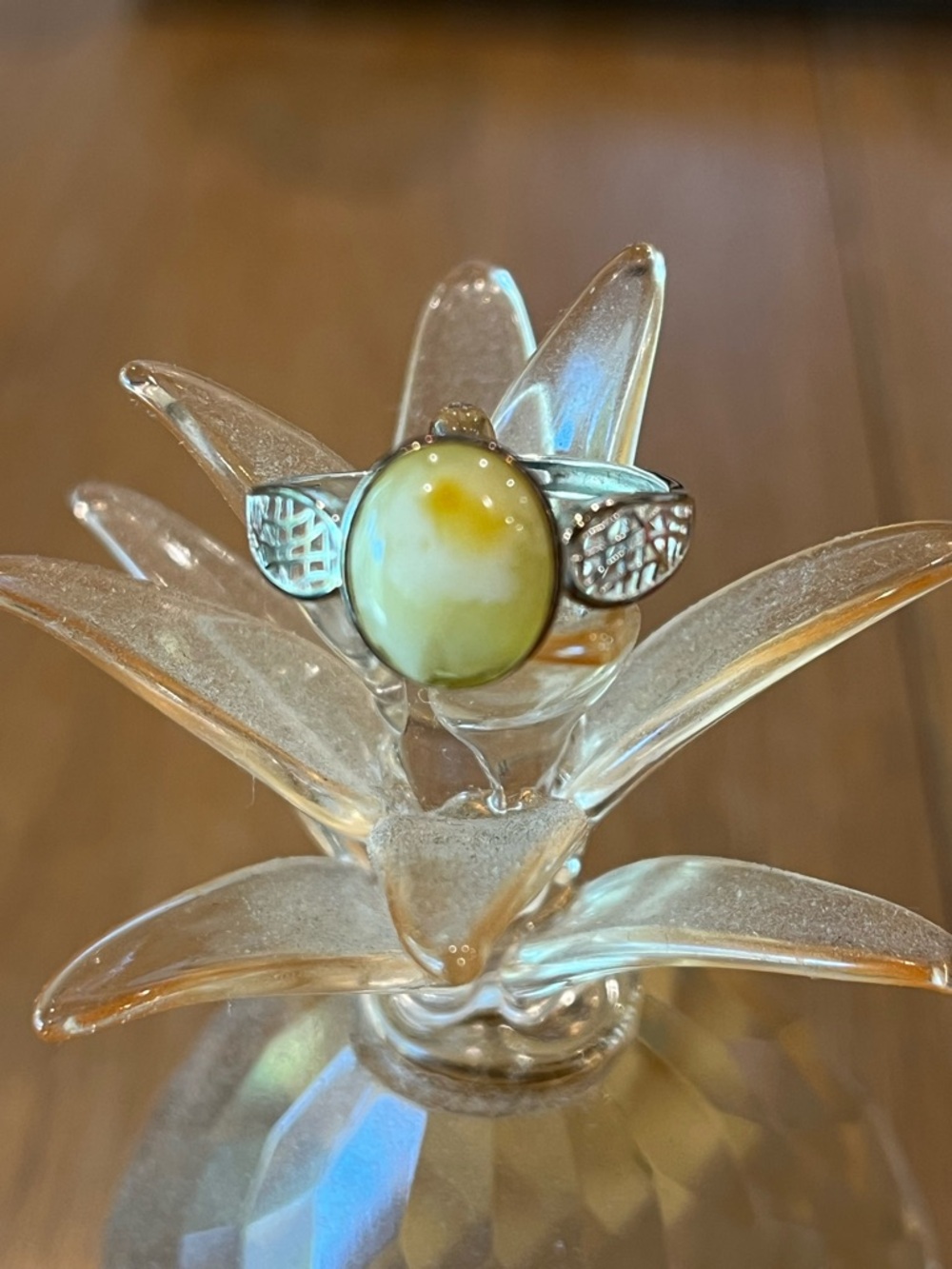 Sterling Silver & Honey Opal Oval Ring